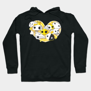 Heart Skulls Doodle YELLOW LOVE Hoodie